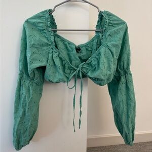 Wild Fable Teal Eyelet Crop Top